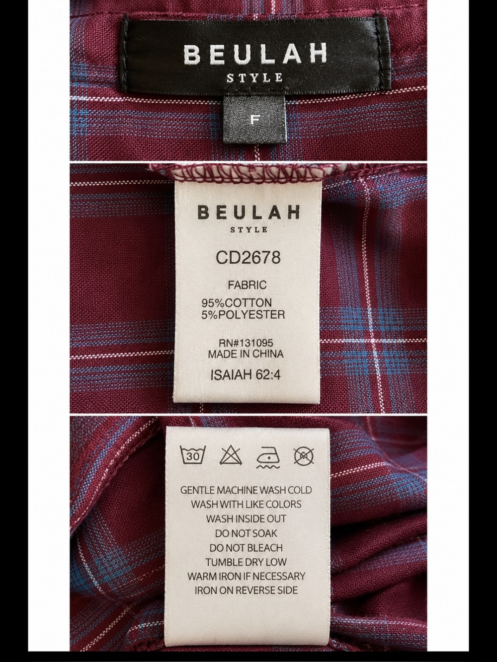 Beulah Floral Appliqué Plaid Shirt Oversized Western Cottagecore Top - Picture 7 of 13